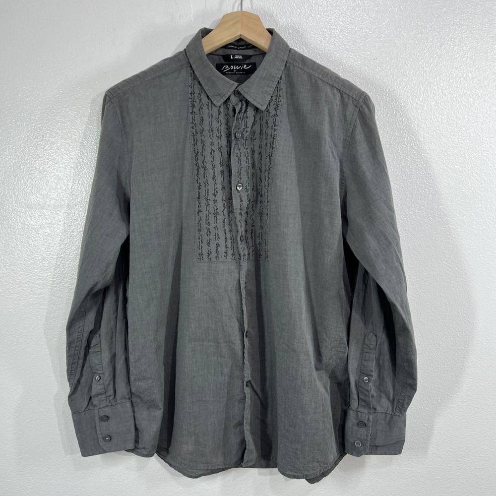 Vintage David Bowie Keanan Duffty Shirt Mens L Target 2007 Tuxedo Script Pleat